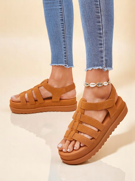 Callista női platform szandál Royalfashion öko bőr, teve színben