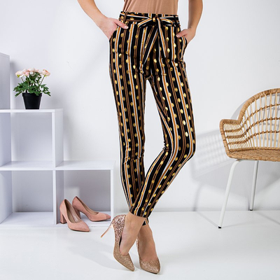 Női fekete nadrág színes csíkokkal - Ruházat