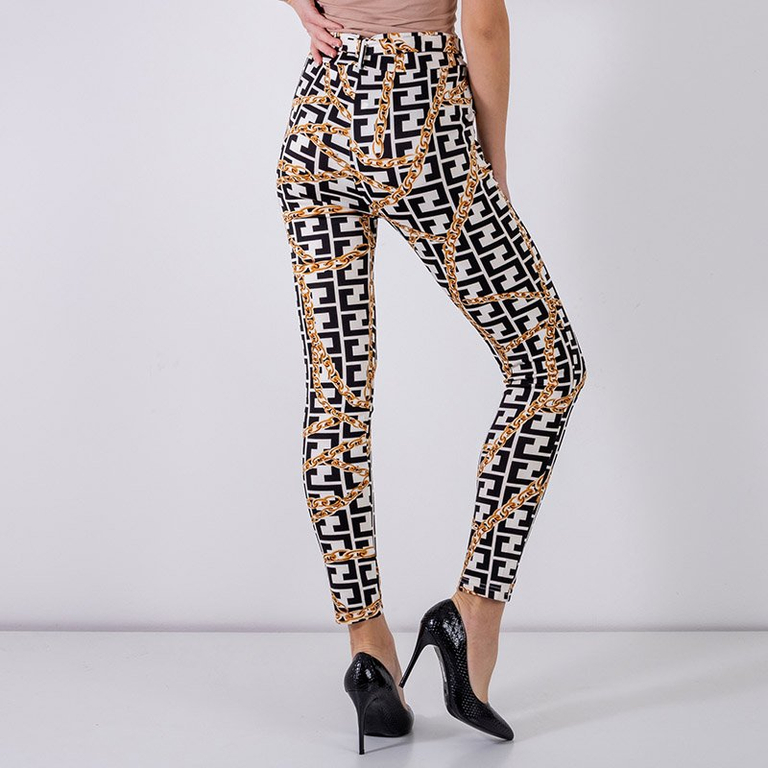 Fekete női nadrág nyomtatással - Ruházat