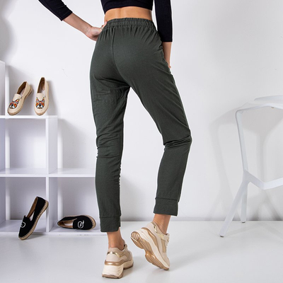 Sötétzöld női pamut tréningnadrág PLUSZ MÉRET - Ruházat