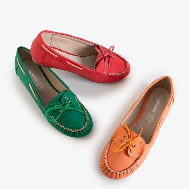 Norami zöld női mokaszin kötéssel - cipő