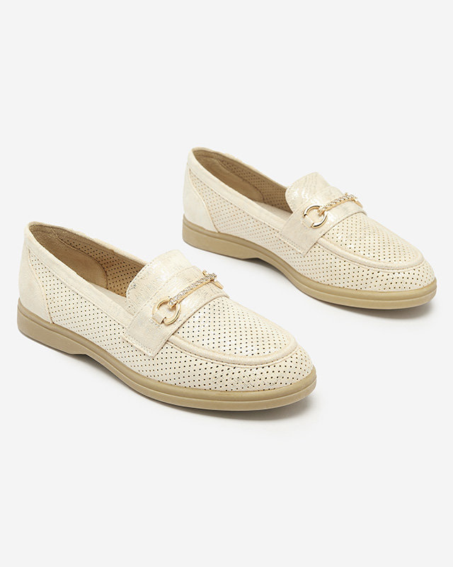 Női mokaszin díszítéssel krémszínű Ziragge- Lábbeli