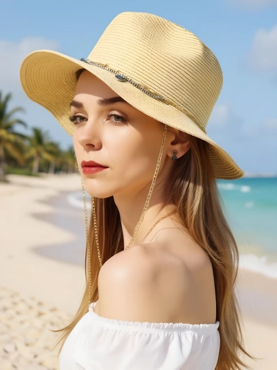 Royalfashion Női szalmakalap Golden Halo