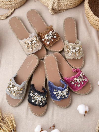 Royalfashion Helena Decor női szandál fekete espadrilles kagylókkal
