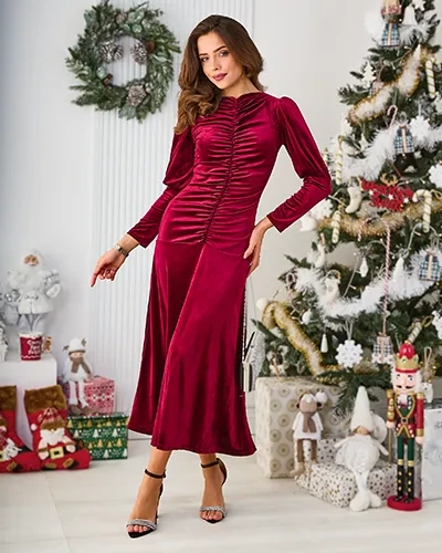Royalfashion Női midi ruha ránccal