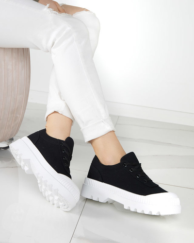 OUTLET Fekete női tornacipő fehér Comp talppal - Lábbeli