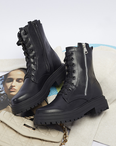 Fekete női bagger csizma lapos sarokkal Fetisa - Lábbeli