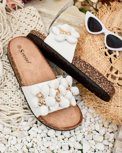 Royalfashion Női flip-flop arany mackókkal és virágokkal Isaralle