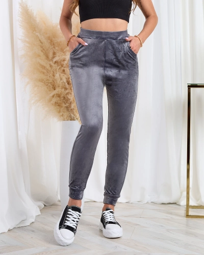 Royalfashion Sötétszürke női velúr melegítőnadrág