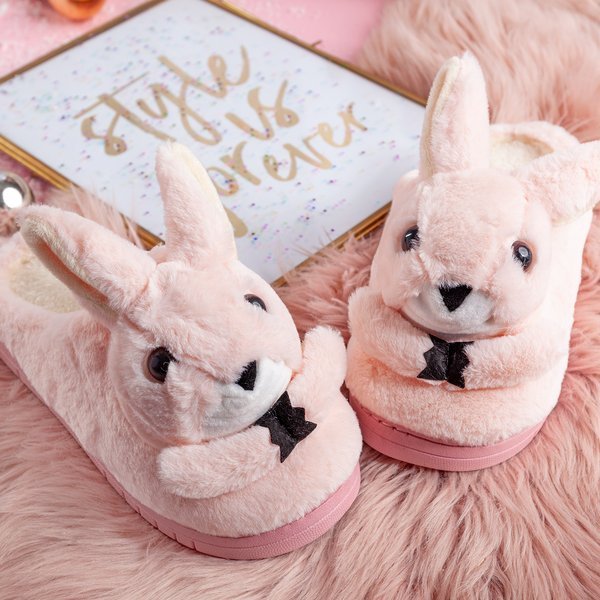 Jasnoróżowe kapcie z króliczkiem Masia - Obuwie