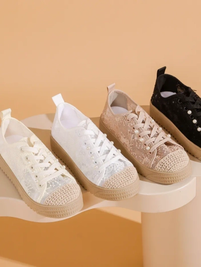 Royalfashion Női csipke sneaker flitterekkel Nille
