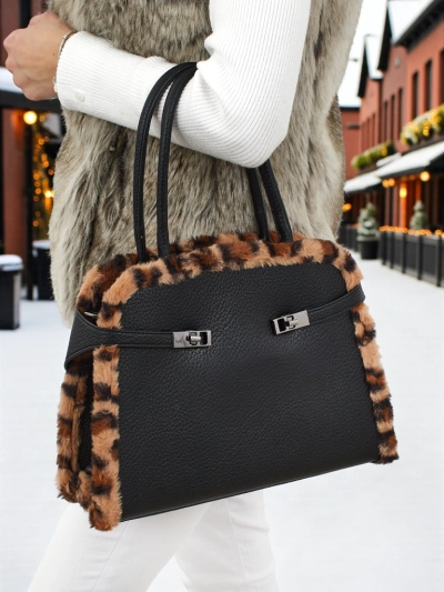 Kis női táska öko bőrből, leopárdmintával, Panthory