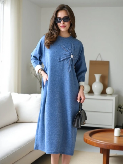 Royalfashion Női midi szövetruha, oversized virággal