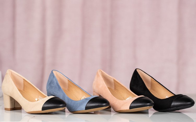 OUTLET Kék szivattyú fekete lábujjal Rudolfina - Lábbeli