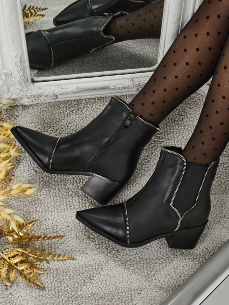 Női eco bőr bokacsizma vastag sarokkal Omen Glade