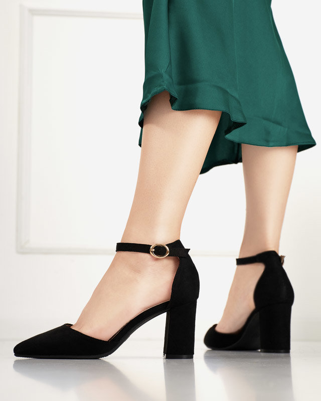 OUTLET Fekete női szandál magasabb oszlopon Hareda - Lábbeli