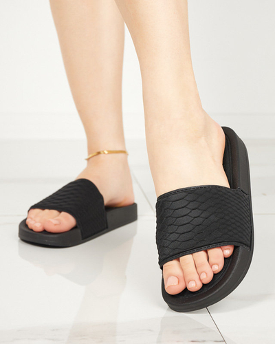 OUTLET Fekete női papucs Galite dombornyomással - Lábbeli