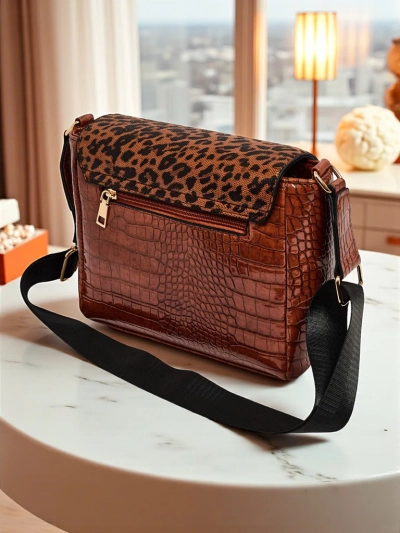 Ariadne Camel Croco táska leopárdmintás fedéllel – Stílusos postáska