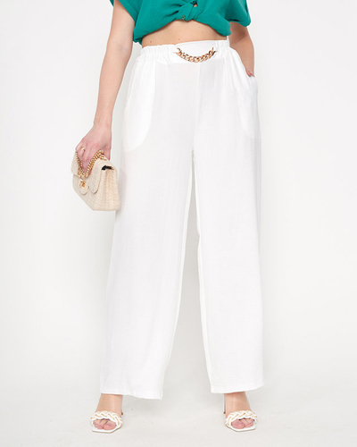 Női fehér széles palazzo nadrág lánccal - Ruházat