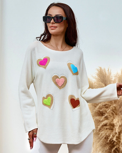 Royalfashion Vékony női pulóver szívekkel