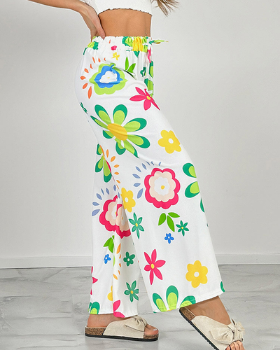 Royalfashion Női széles virágmintás szövetnadrág