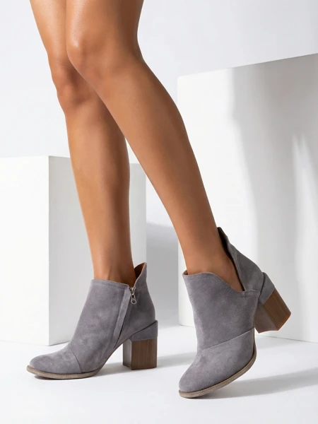 Luna galambszürke bőr elegáns őszi női bokacsizma