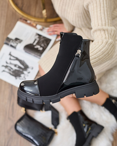 Royalfashion Fekete matt női csizma Hedaheh