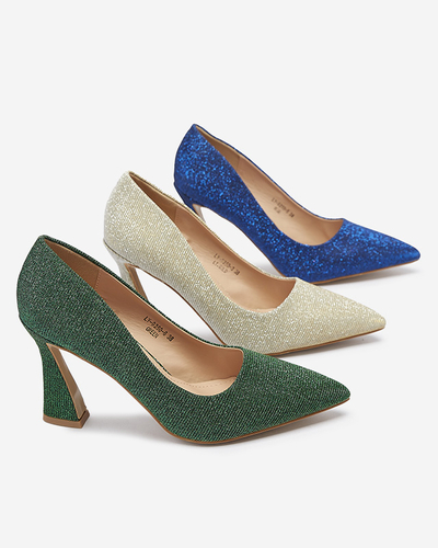 Női brokát cipő kobalt színben Bluskita - Lábbeli