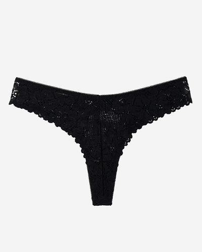 Női fekete csipke tangás bugyi - Fehérnemű