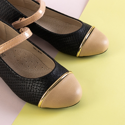 Állati dombornyomású fekete lányos balerinák a Potesa - cipőből