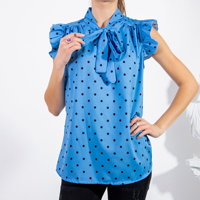 Női kék pöttyös blúz - Ruházat