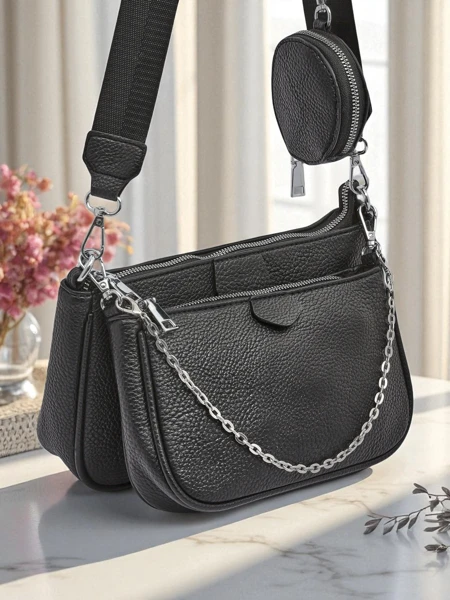 Scylla multifunkcionális női táska fekete színben, ökológiai bőrből