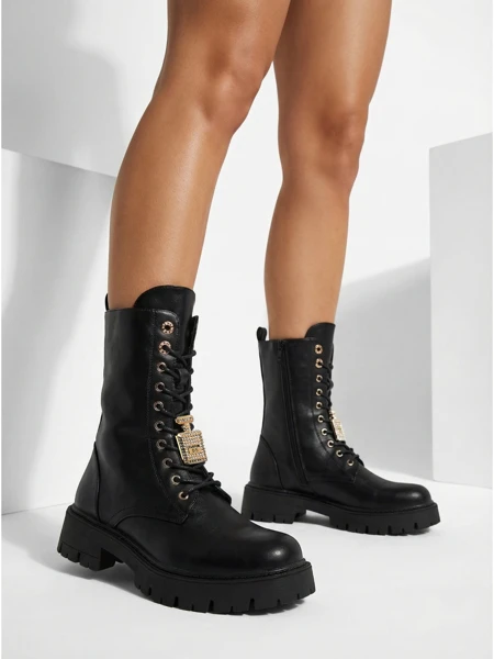 Venit női öko bőr fűzős bokacsizma