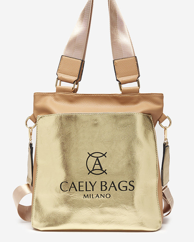 Barna és arany színű női közepes ökobőr táska - Kiegészítők