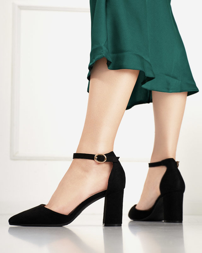 OUTLET Fekete női szandál magasabb oszlopon Hareda - Lábbeli