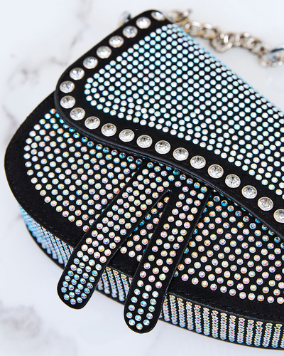 Royalfashion Fekete női kézitáska gyöngyös cirkonokkal