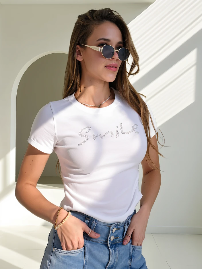 Royalfashion Női Pamut Felső Nyomattal