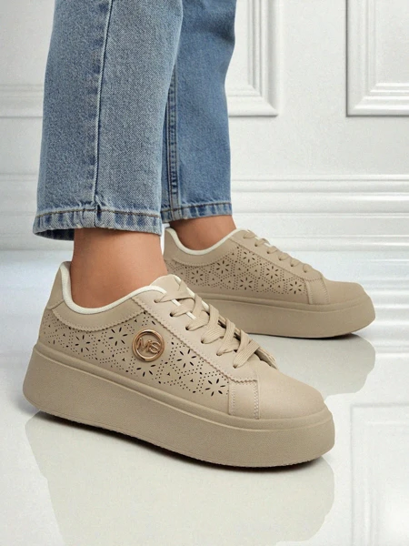 Női platform sneaker Callista Royalfashion ekrü eco bőr