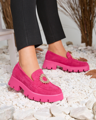 Royalfashion Fuchsia női öko velúr mokaszin Likoki