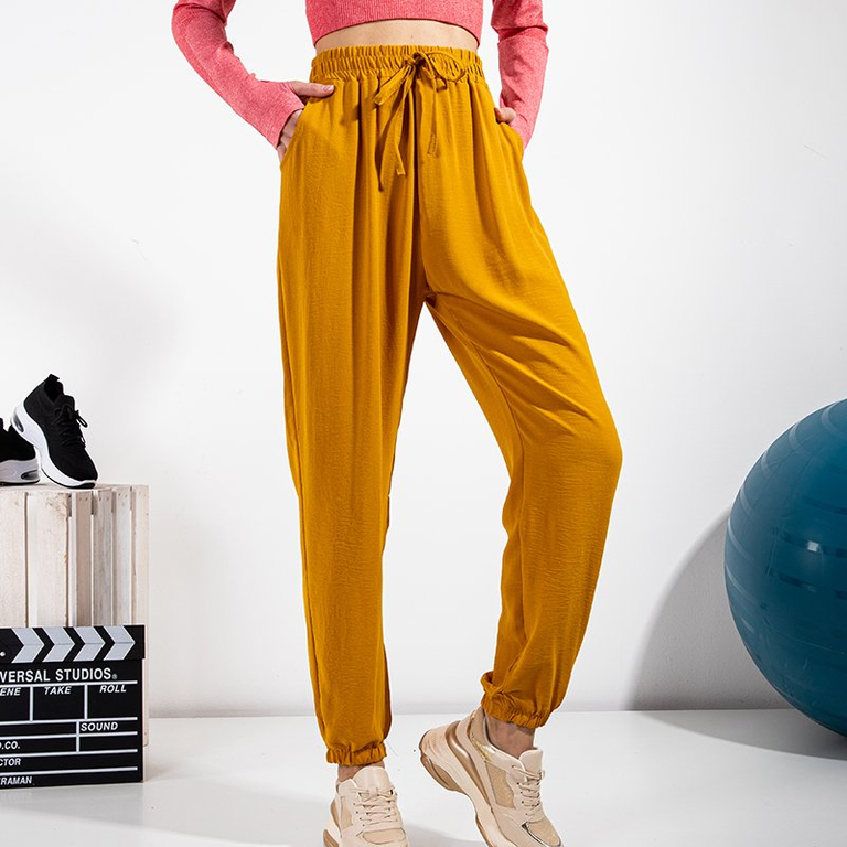 Női mustár bő rakománynadrág - Ruházat