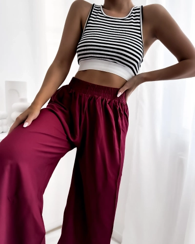 Royalfashion Maroon női 7/8-os culotte nadrág