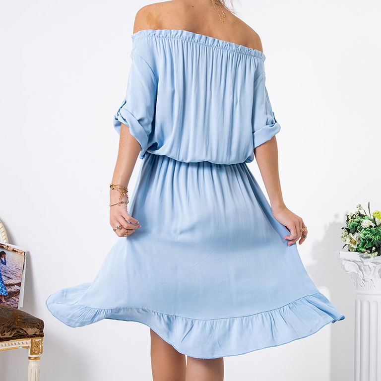 Női aszimmetrikus spanyol ruha a'la kék színű - Ruházat