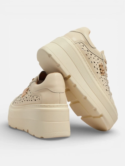 Ażurowe sportowe sneakersy damskie ze skóry naturalnej Atelle