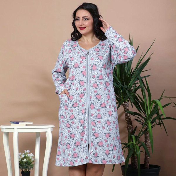 Szürke virágos hálóing PLUS SIZE- Ruházat