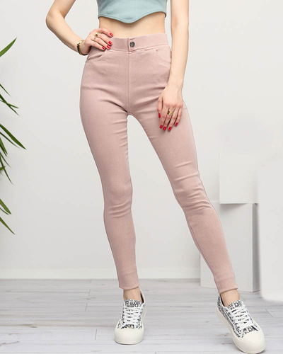 Női világos rózsaszín treggings- Ruházat
