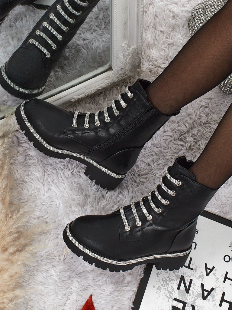 Lunara női fűzős öko bőr bokacsizma