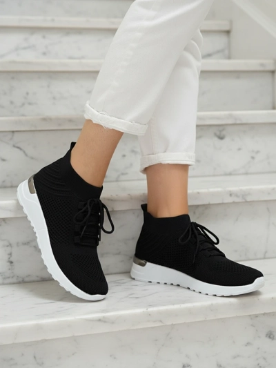 Nero Elegante Sportos Sneakers Nőknek