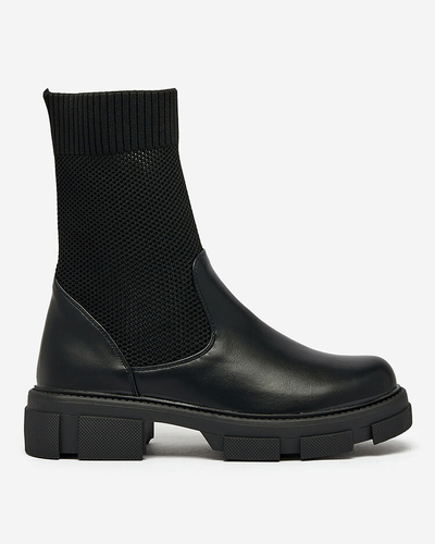 Royalfashion Fekete női csizma hálós Xandra