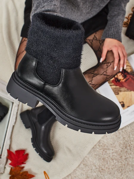 Női öko bőr bokacsizma szőrmével Kesy