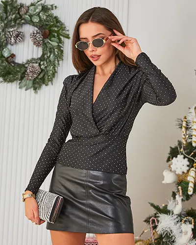 Királyi divat Női blúz cirkóniákkal